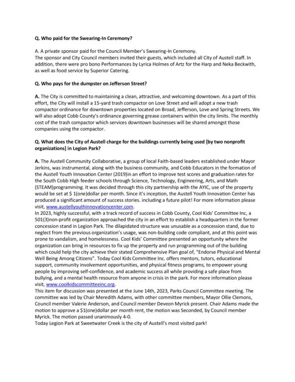 Council Meeting Q & A page 4